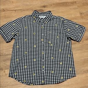 Country Store Button-Up Shirt with Yellow Floral Embroidery